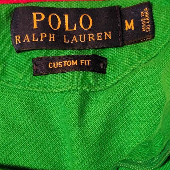 Ralph Lauren Mens Polo Shirt Custom Fit 2-Button Green 100 % Cotton Size Medium - Picture 4 of 8